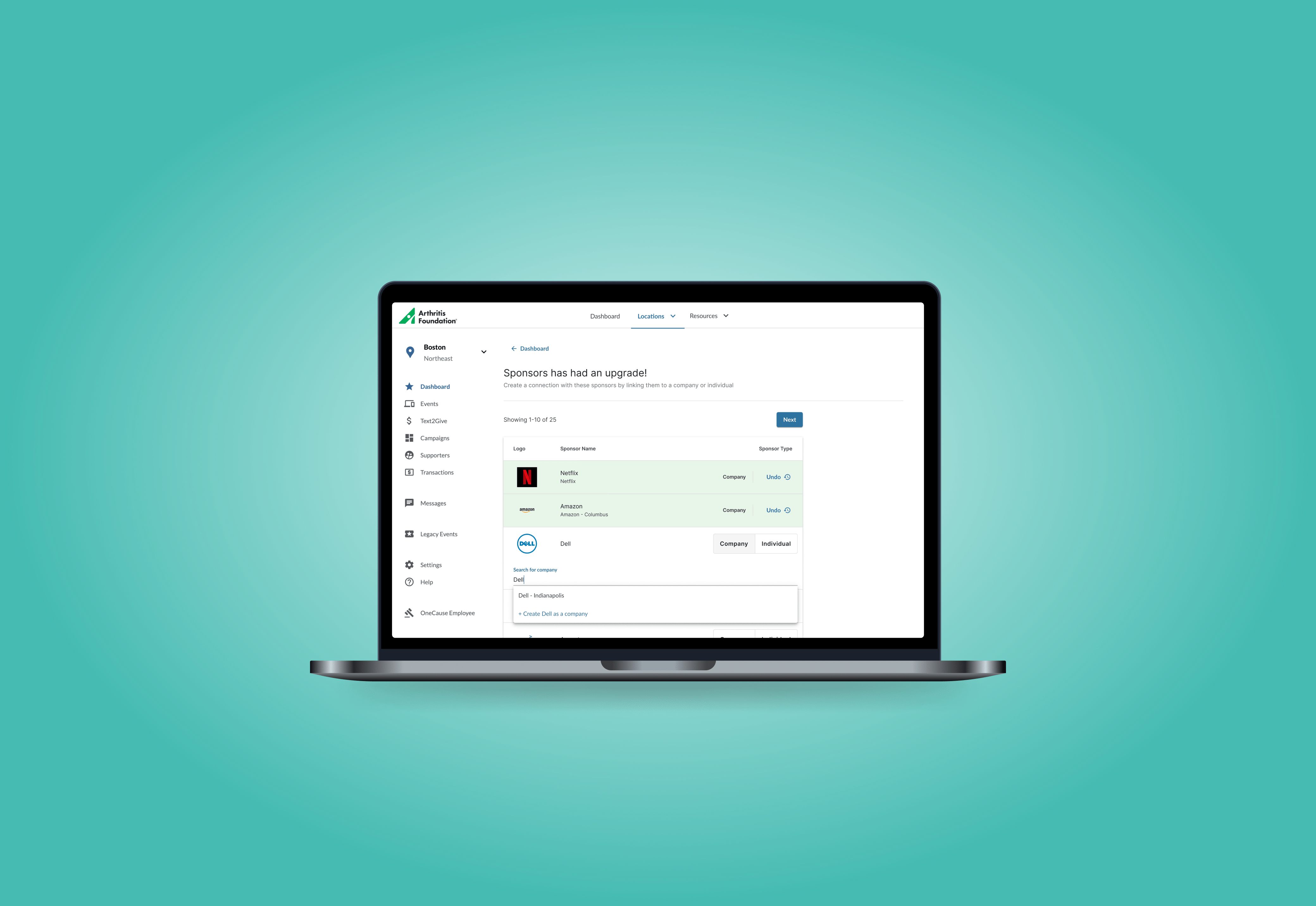 Sponsorship management product visual
